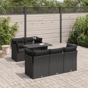 vidaXL Loungegrupp med dynor 6 delar svart konstrotting
