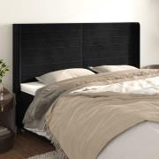 vidaXL Sänggavel med kanter svart 183x16x118/128 cm sammet