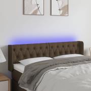 vidaXL Sänggavel LED mörkbrun 163x16x78/88 cm tyg