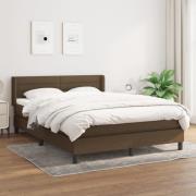 vidaXL Ramsäng med madrass mörkbrun 140x200 cm tyg