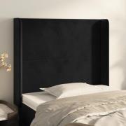 vidaXL Sänggavel med kanter svart 93x16x118/128 cm sammet