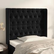 vidaXL Sänggavel med kanter svart 93x16x118/128 cm sammet