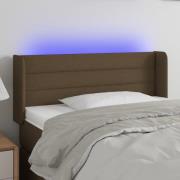 vidaXL Sänggavel LED mörkbrun 103x16x78/88 cm tyg