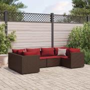 vidaXL Loungegrupp med dynor brun konstrotting