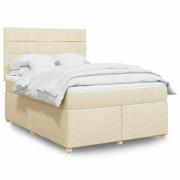 vidaXL Ramsäng med madrass gräddvit 160x200 cm tyg