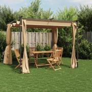 vidaXL Paviljong med draperier 3x3 m taupe stål