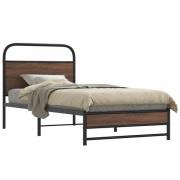 vidaXL Sängram utan madrass brun ek 107x203 cm konstruerad trä