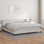 vidaXL Ramsäng med madrass vit 200x200 cm konstläder