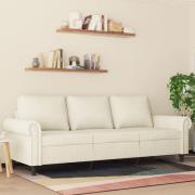 vidaXL 3-sitssoffa gräddvit 180 cm sammet