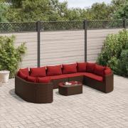 vidaXL Loungegrupp 10 delar med brun dynor konstrotting