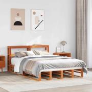 vidaXL Sängram utan madrass vaxbrun 120x200 cm massiv furu