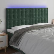 vidaXL Sänggavel LED mörkgrön 180x5x118/128 cm sammet