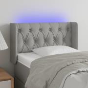 vidaXL Sänggavel LED ljusgrå 83x16x78/88 cm tyg