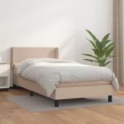 vidaXL Ramsäng med bäddmadrass cappuccino 90x190 cm konstläder