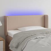vidaXL Sänggavel LED cappuccino 83x16x78/88 cm konstläder
