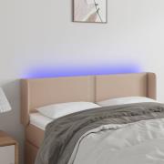 vidaXL Sänggavel LED cappuccino 147x16x78/88 cm konstläder