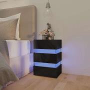 vidaXL Sängskåp LED svart högglans 45x35x67 cm konstruerat trä