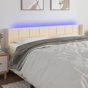 vidaXL Sänggavel LED gräddvit 183x16x78/88 cm tyg
