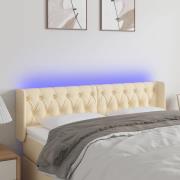 vidaXL Sänggavel LED gräddvit 147x16x78/88 cm tyg