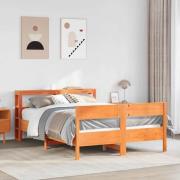 vidaXL Sängram utan madrass vaxbrun 140x190 cm massiv furu