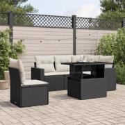 vidaXL Loungegrupp med dynor 6 delar svart konstrotting