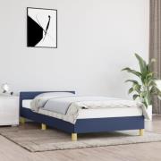 vidaXL Sängram med huvudgavel utan madrass blå 80x200 cm tyg