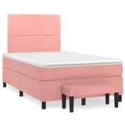 vidaXL Ramsäng med madrass rosa 120x190 cm sammet