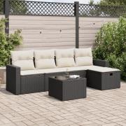 vidaXL Loungegrupp med dynor 6 delar svart konstrotting