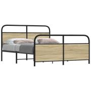 vidaXL Sängram utan madrass metall sonoma-ek 160x200 cm