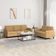 vidaXL Soffgrupp 2 delar brun sammet