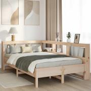 vidaXL Säng med bokhylla utan madrass 140x190cm massiv furu