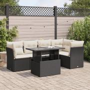 vidaXL Loungegrupp med dynor 6 delar svart konstrotting