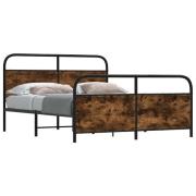 vidaXL Sängram utan madrass metall rökfärgad ek 150x200 cm