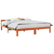 vidaXL Sängram utan madrass vaxbrun 180x200 cm massiv furu