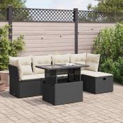 vidaXL Loungegrupp med dynor 6 delar svart konstrotting