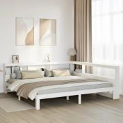vidaXL Säng med bokhylla utan madrass vit 180x200cm massiv furu