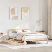 vidaXL Sängram med lådor 160x200 cm massiv furu