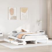 vidaXL Sängram utan madrass vit 160x200 cm massiv furu