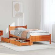 vidaXL Sängram utan madrass vaxad brun 90x190 cm massiv furu