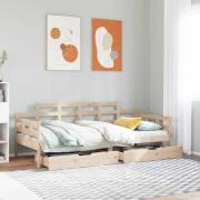 vidaXL Dagbädd med lådor 90x190 cm massiv furu