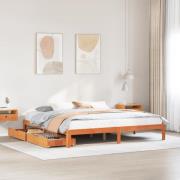 vidaXL Sängram med lådor vaxad brun 180x200 cm massiv furu