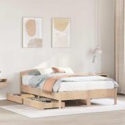 vidaXL Sängram utan madrass 135x190 cm massiv furu