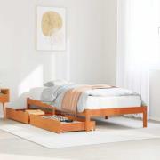 vidaXL Sängram utan madrass vaxad brun 90x190 cm massiv furu