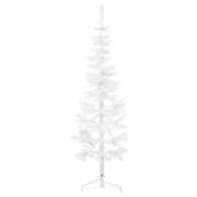 vidaXL Smal halv plastgran med stativ vit 120 cm