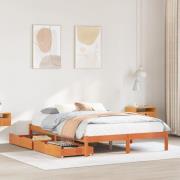 vidaXL Sängram utan madrass vaxbrun 160x200 cm massiv furu
