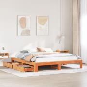 vidaXL Sängram utan madrass vaxbrun 180x200 cm massiv furu