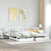 vidaXL Dagbädd utdragbar med lådor utan madrass vit 90x190 cm