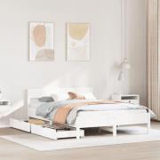 vidaXL Sängram utan madrass vit 120x190 cm massiv furu