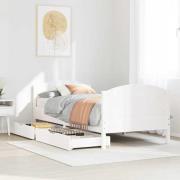 vidaXL Sängram utan madrass vit 100x200 cm massiv furu