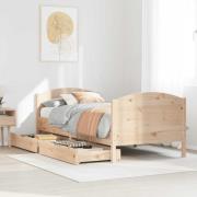 vidaXL Sängram utan madrass 75x190 cm massiv furu